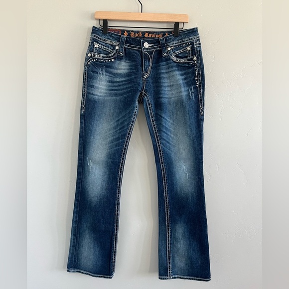 Rock Revival Elaina Studded Boot Cut Low Rise Jeans - Picture 1 of 14